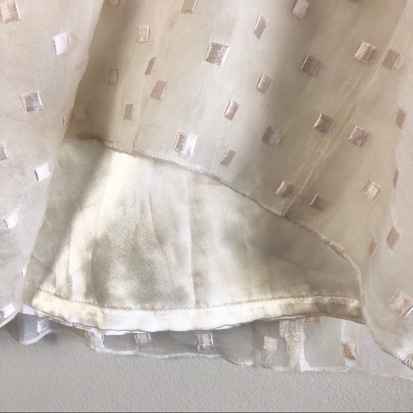 Tory Burch Pleated Embroidered Organza Skirt Ivory - Picture 9 of 12